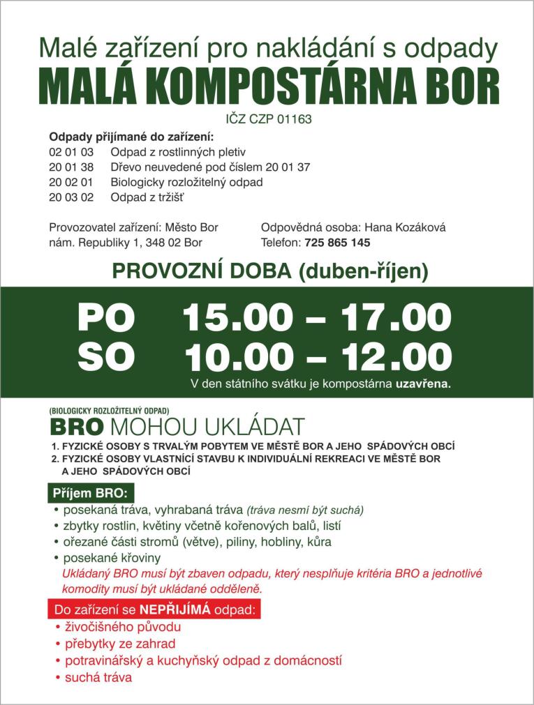 Provozní doba malé kompostárny