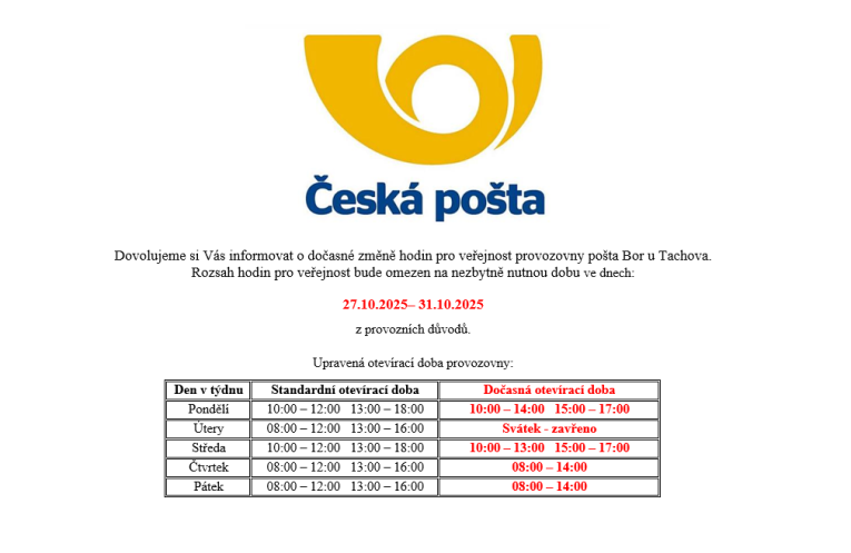 Uzavírka pošty